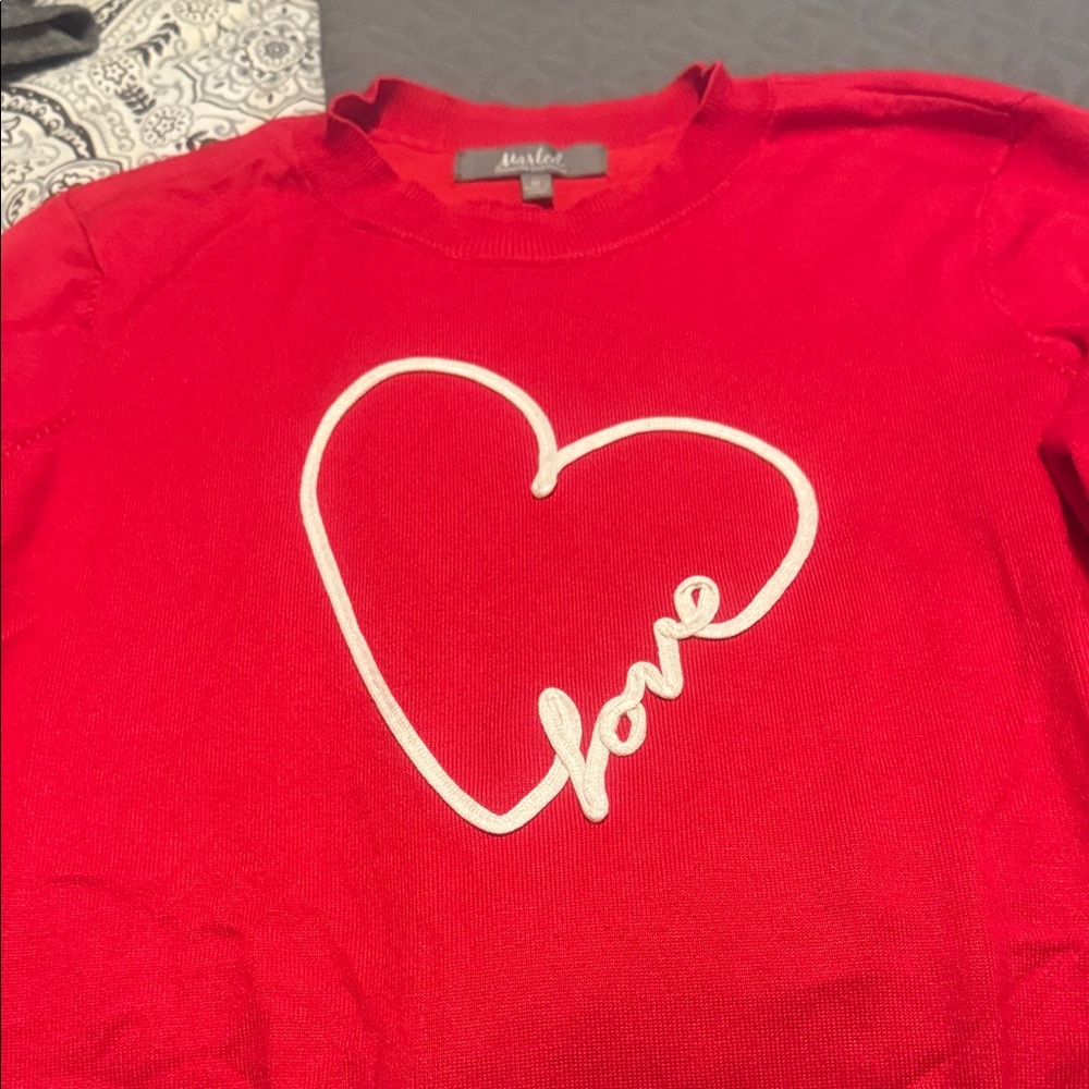 Marled Red Heart Love Sweater